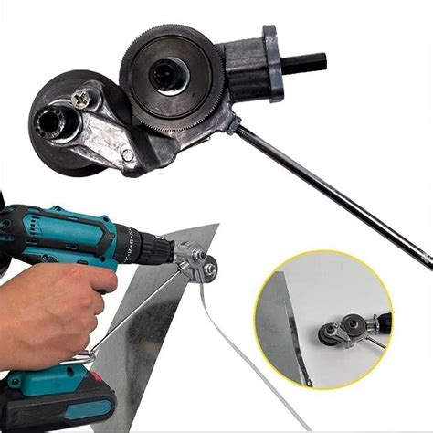 drill attachment for cutting sheet metal|drill mounted sheet metal nibbler.